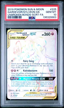 2019 POKEMON SUN & MOON UNBROKEN BONDS FULL ART/GARDEVOIR & SYLVEON GX PSA 10 - Image 1