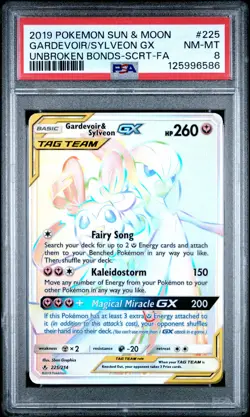 2019 POKEMON SUN & MOON UNBROKEN BONDS FULL ART/GARDEVOIR & SYLVEON GX PSA 8 - Image 1
