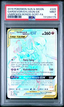 Gardevoir & Sylveon GX - 225/214 - Pokemon Unbroken Bonds Sun Moon Secret PSA 9 - Image 1