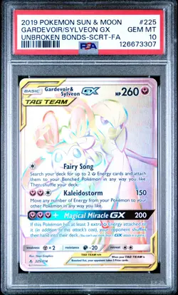2019 POKEMON SUN & MOON UNBROKEN BONDS FULL ART/GARDEVOIR & SYLVEON GX PSA 10 - Image 1