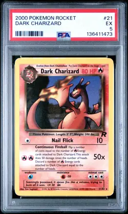 2000 POKEMON ROCKET #21 DARK CHARIZARD PSA 5 - Image 1