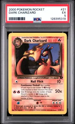 2000 POKEMON ROCKET #21 DARK CHARIZARD PSA 5 - Image 1