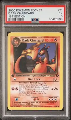 2000 Pokemon Dark Charizard 1st Edition 21/82 Team Rocket #21 PSA 5 NON Holo - Image 3