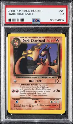 2000 POKEMON ROCKET #21 DARK CHARIZARD PSA 5 - Image 1