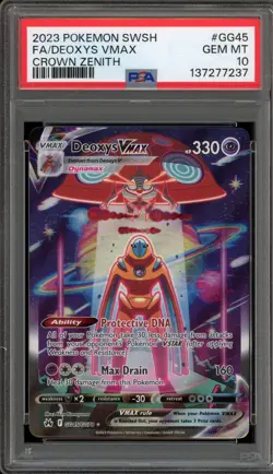 Pokemon Deoxys VMAX Crown Zenith Galarian Gallery Full Art #GG45 PSA 10 Gem Mint - Image 1