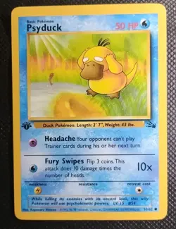 Psyduck 1st Edition Fossil Psyduck 53/62 WOTC 1999 Pokemon Card - Excellent LP - Image 1