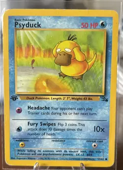 Psyduck 53/62 Fossil Regular 1st (First) Edition LP Pokemon TCG Free Shipping - Image 1