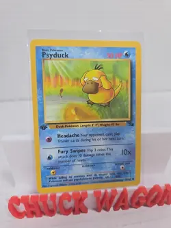 Psyduck 1st Edition Fossil 53/62 WOTC Vintage Pokemon LP - Image 1