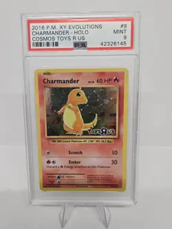 CHARMANDER HOLO PSA 9 2016 COSMOS TOYS R US 9/108 POKEMON CARD EVOLUTIONS - Image 1