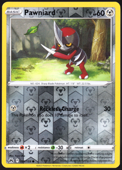 Pawniard 091/159 Reverse Holo Crown Zenith Pokemon TCG Card NM - Image 1