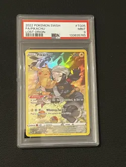 Pokemon Card Pikachu TG05/TG30 SWSH Lost Origin Full Art Trainer Gallery PSA 9 - Image 1