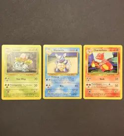 Pokemon Base Set Starter Evolutions Lot - Charmeleon Wartortle Ivysaur LP - Image 1