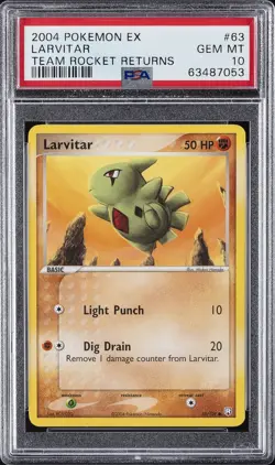2004 POKEMON EX TEAM ROCKET RETURNS #63 LARVITAR PSA 10 - Image 1