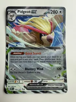 Pokemon TCG SV-Obsidian Flames Pidgeot EX #164/197 Double Rare NM - Image 1