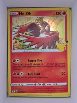 Pokemon TCG Ho-Oh 001/025 Celebrations (CLB) Stamped Holo Rare LP - Image 1