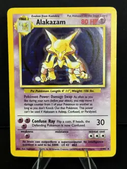 Alakazam 1/130 Base Set 2 Holo Rare Vintage Pokemon Card - LP - Image 1