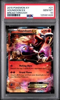 2015 POKEMON XY BREAKTHROUGH #21 HOUNDOOM EX PSA 10 - Image 1