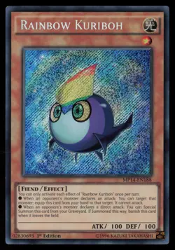 Yugioh Rainbow Kuriboh MP14-EN188 1st Edition Secret Rare NM - Image 1