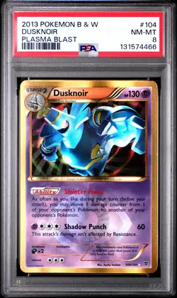 2013 POKEMON B&W PLASMA BLAST #104 DUSKNOIR PSA 8 - Image 1