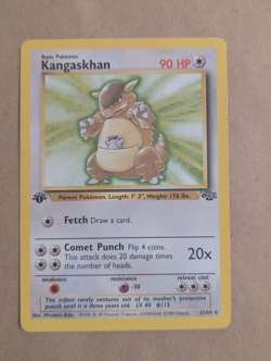 1999 Pokemon KANGASKHAN Jungle Set 1ST EDITION Rare NON HOLO Card 21/64 WotC - Image 1