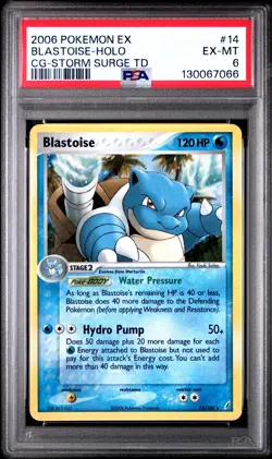 2006 POKEMON EX CRYSTAL GUARDIANS STORM SURGE THEME DECK BLASTOISE-HOLO PSA 6 - Image 1