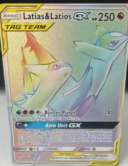 Pokemon Latias & Latios GX Team Up 190/181 Sun & Moon Rainbow Secret Rare - Image 1
