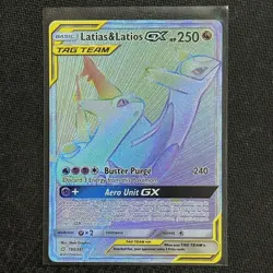 Latias & Latios GX 190/181 Team Up Sun & Moon Rainbow Secret Rare Pokemon - Image 1