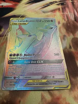 Pokemon Latias & Latios GX Team Up 190/181 Sun & Moon Rainbow Secret Rare - Image 3