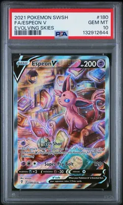 2021 Pokemon Evolving Skies ESPEON V Alt Art 180/203 PSA 10 GEM MINT - Image 1