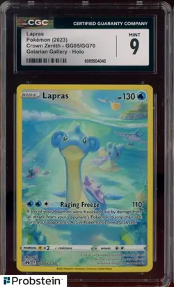 2023 Pokemon Crown Zenith GG05/GG70 Lapras Galarian Gallery Holo CGC 9 MINT - Image 1