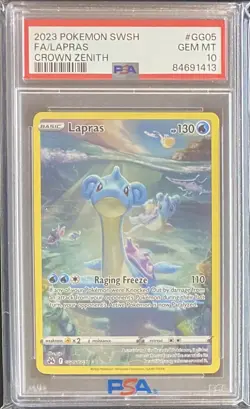 Pokemon 2023 Lapras GG05/GG70 Crown Zenith Galarian Gallery Full Art Holo PSA 10 - Image 1