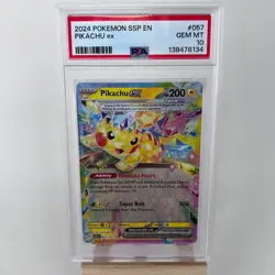 2024 Pokemon SSP EN-Surging Sparks Pikachu EX PSA 10 #057 - Image 1