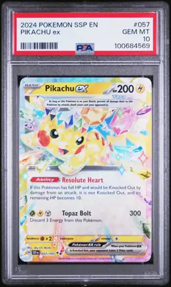 2024 POKEMON SSP EN-SURGING SPARKS #057 PIKACHU EX PSA 10 - Image 1