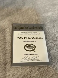 Pokemon 23K Gold Plated PIKACHU Trading Card 1999 Burger King Limited Edition - Image 3