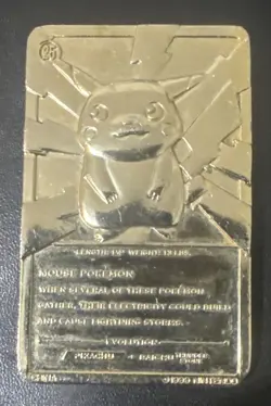 PIKACHU Pokemon 23K Gold Plated Trading Card 1999 Burger King Limited Edition - Image 2
