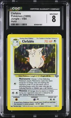Pokemon CGC 8 Clefable 1999 Jungle 1/64 Holo Rare - Image 1