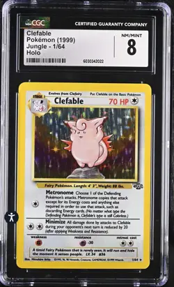 Pokemon Jungle 1/64 Clefable 1999 Colorless Holo Rare CGC 8 NM/MINT - Image 2