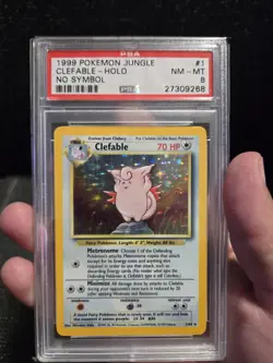 PSA 8 Mint Pokemon 1999 Unlimited Holo Clefable Jungle No Symbol Error #1 Rare! - Image 3