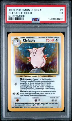 1999 POKEMON JUNGLE NO SYMBOL #1 CLEFABLE-HOLO PSA 5 - Image 1