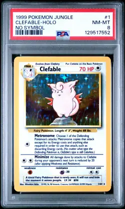 1999 POKEMON JUNGLE NO SYMBOL #1 CLEFABLE-HOLO PSA 8 - Image 1
