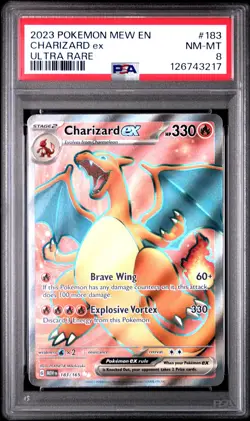 2023 POKEMON MEW EN-151 ULTRA RARE #183 CHARIZARD EX PSA 8 - Image 1