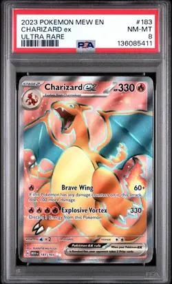 2023 POKEMON MEW EN-151 ULTRA RARE #183 CHARIZARD EX PSA 8 - Image 1