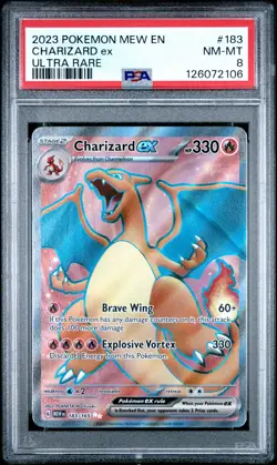 2023 POKEMON MEW EN-151 ULTRA RARE #183 CHARIZARD EX PSA 8 - Image 1