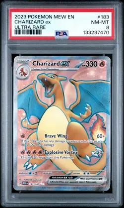 2023 POKEMON MEW EN-151 ULTRA RARE #183 CHARIZARD EX PSA 8 - Image 1
