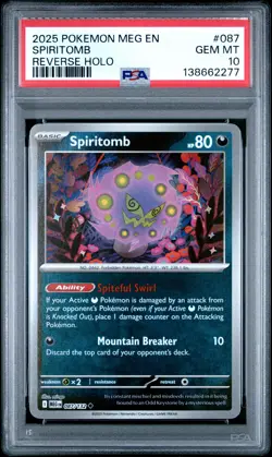 2025 POKEMON MEG EN-MEGA EVOLUTION REVERSE HOLO #087 SPIRITOMB PSA 10 - Image 1