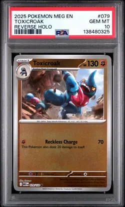 2025 POKEMON MEG EN-MEGA EVOLUTION REVERSE HOLO #079 TOXICROAK PSA 10 - Image 1