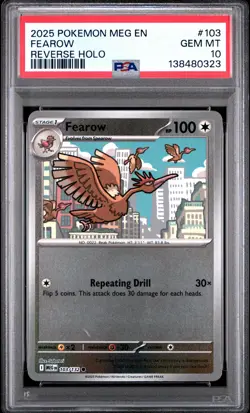 2025 POKEMON MEG EN-MEGA EVOLUTION REVERSE HOLO #103 FEAROW PSA 10 - Image 1