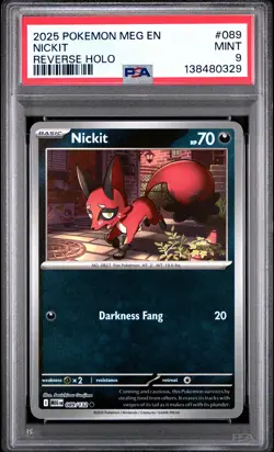 2025 POKEMON MEG EN-MEGA EVOLUTION REVERSE HOLO #089 NICKIT PSA 9 - Image 1