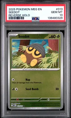 2025 POKEMON MEG EN-MEGA EVOLUTION REVERSE HOLO #013 SEEDOT PSA 10 - Image 1