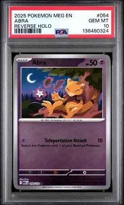 2025 POKEMON MEG EN-MEGA EVOLUTION REVERSE HOLO #054 ABRA PSA 10 - Image 1